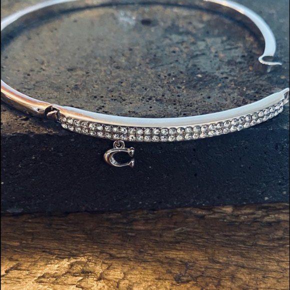 COACH Signature Pave Bar Hinged Bangle in silver - Picture 2 of 7